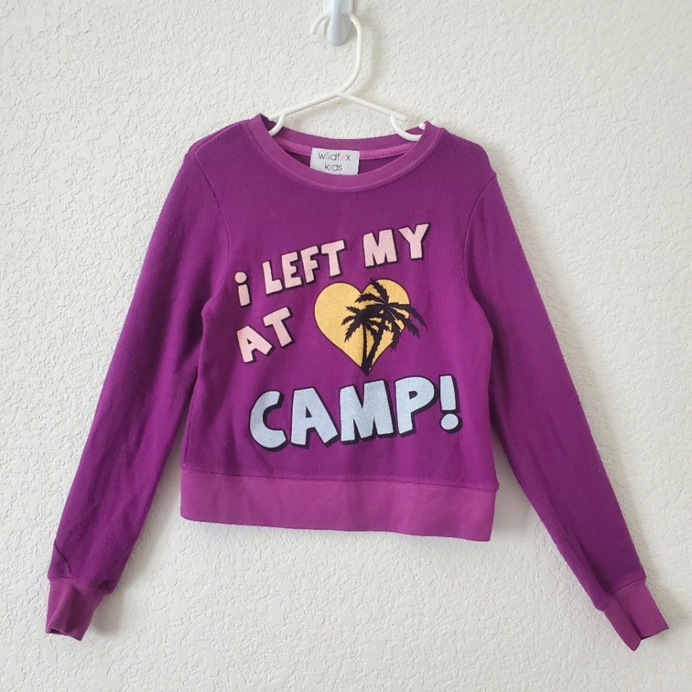 Wildfox Kids Purple Soft Cozy Graphic Sweater Sweatshirt Beach Palm Trees